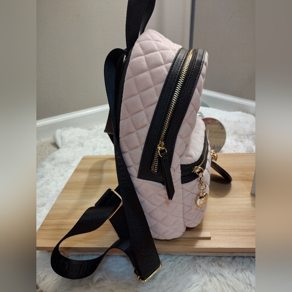 Juicy Couture 🩷 ✨ Pink Clay/Chocolate Royal Moment Medium Backpack Purse 🆕 - Picture 4 of 13